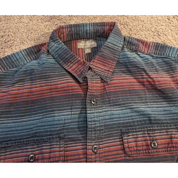 Men's L.L. Bean Signature Slim Fit Striped Flannel Button Up Shirt 300566 Medium - Picture 3 of 7